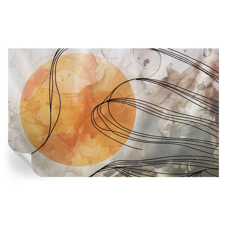 Tapet Textil Autocolant, Tulup, Abstractie armonioasa, Portocaliu, 416 x 254 cm, Decorativ, Usor De Curatat, 010170060070000285114