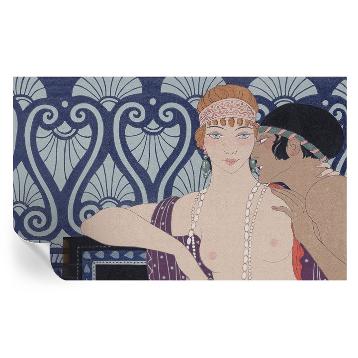 Tapet Textil Autocolant, Tulup, Cuplu artistic, Bleumarin, 416 x 254 cm, Decorativ, Usor De Instalat, 010170060070000285540