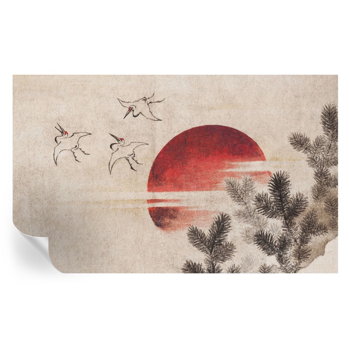 Tapet Textil Autocolant, Tulup, Padurea de Est, Alb, 416 x 254 cm, Decorativ, Pentru Living, Hol, 010170060070000285544