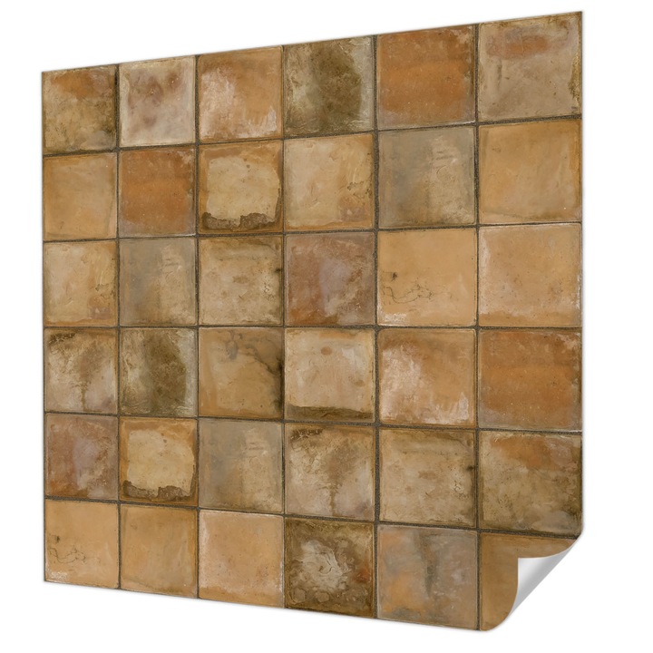 Öntapadós Dekor Tapéta, Wallfluent, Rusztikus mozaik, Barna, 250 x 250 cm, Klasszikus, Könnyen Felszerelhető, 010170060030000282520