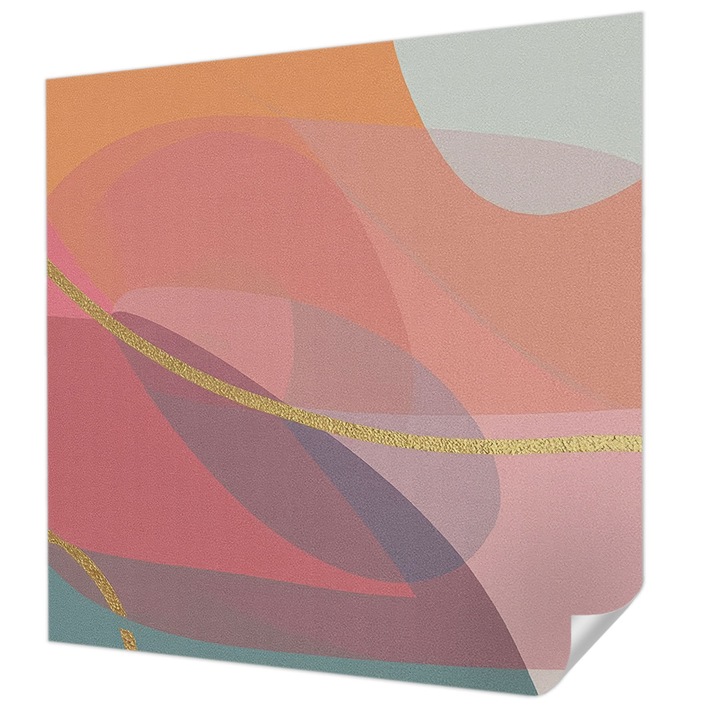 Öntapadós Dekor Tapéta, Wallfluent, Színes formák, Narancssárga, 250 x 250 cm, Erős Ragasztó, Modern Belsőépítészeti Dekoráció, 010170060030000284808