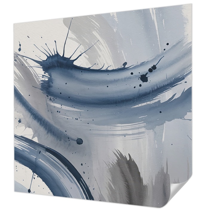 Öntapadós Tapéta Falra, Wallfluent, Művészi ecsetvonások, Kék, 250 x 250 cm, Fali Dekoráció, Nedvesség- És Foltálló, 010170060030000284888