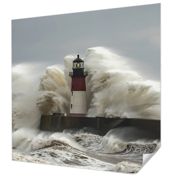 Öntapadós Fotótapéta Falra, Wallfluent, Tengeri hullámok, Szürke, 250 x 250 cm, Klasszikus, Könnyen Felszerelhető, 010170060030000284867