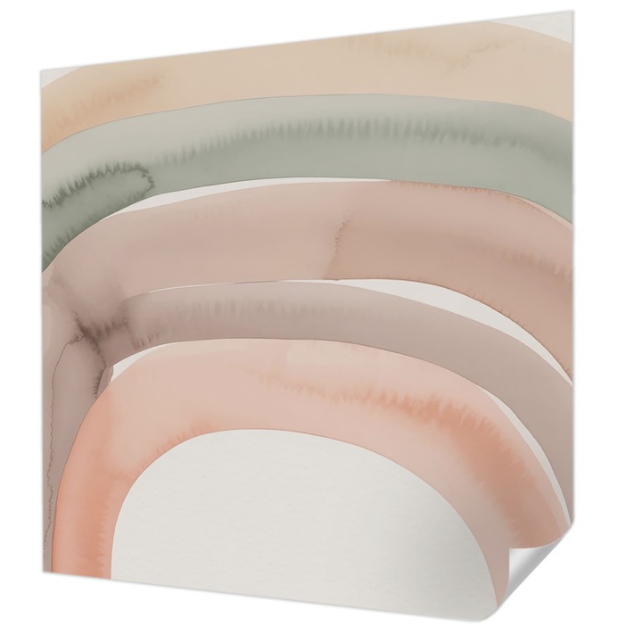 Öntapadós Dekor Tapéta, Wallfluent, Szivárvány ívek, Bézs, 250 x 250 cm, Dekoráció, Falra, 010170060030000284968