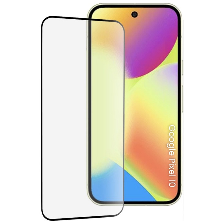 Folie de protectie pentru Google Pixel 10 Comari® CrystalCore, sticla securizata 9H, acoperire completa Full Glue, claritate HD, margini negre, transparent