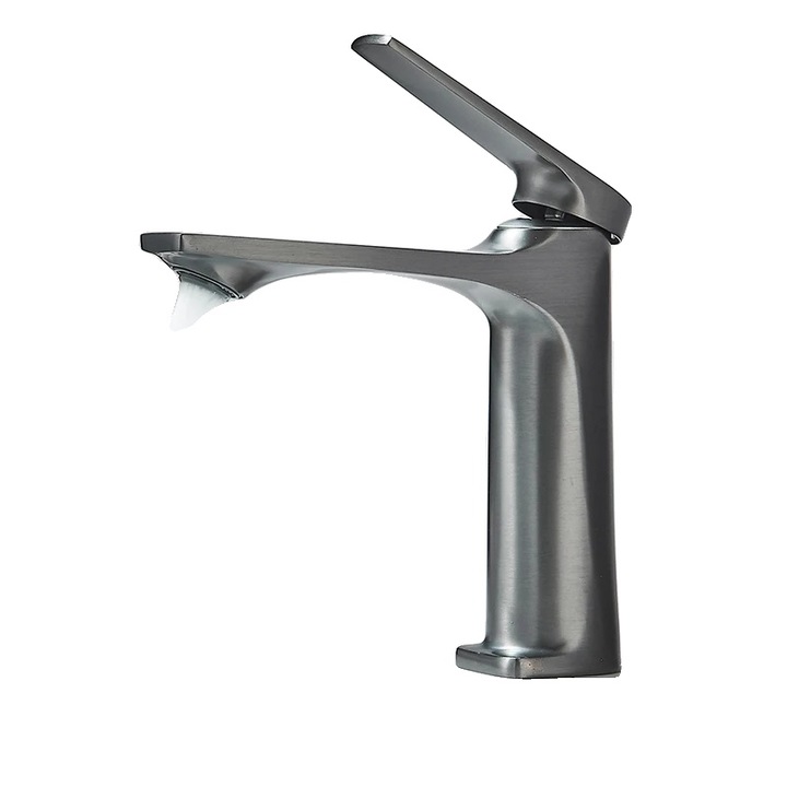 Санитарен смесител, неръждаема стомана 304, монтаж на плот, тъмно сиво, единична дръжка