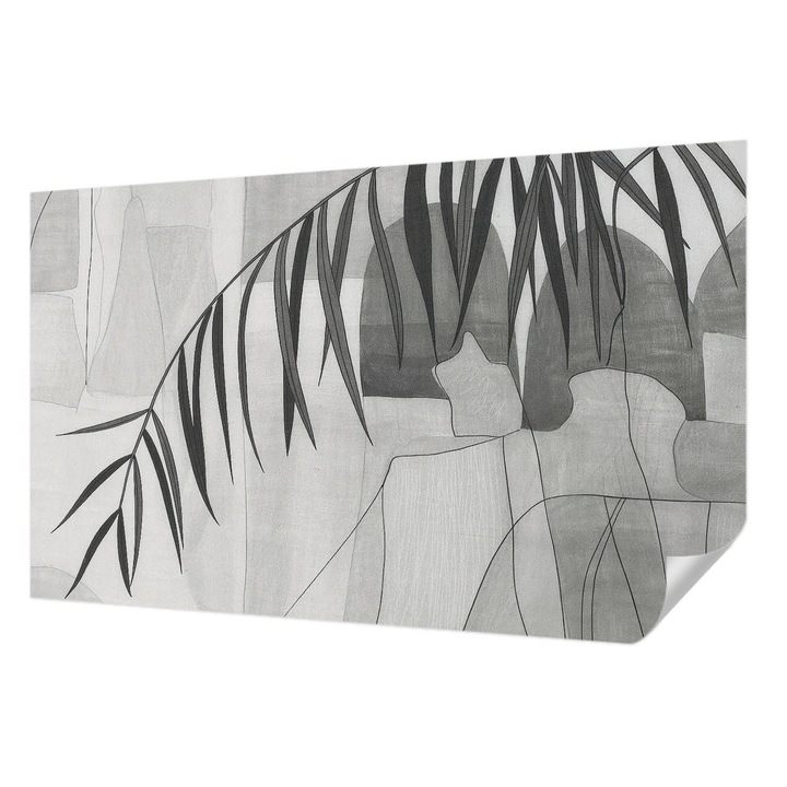 Tapet Autodeziv De Perete, Wallfluent, Palmier abstract, Alb, 416 x 254 cm, Pentru Interior, Usor De Curatat, 010170060070000284995