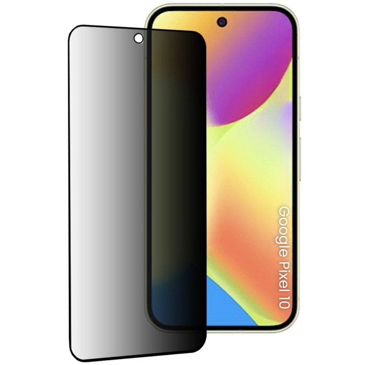Folie de protectie pentru Google Pixel 10 Comari® CrystalCore Privacy, sticla securizata 9H, filtru confidentialitate, acoperire completa Full Glue, margini negre, privacy
