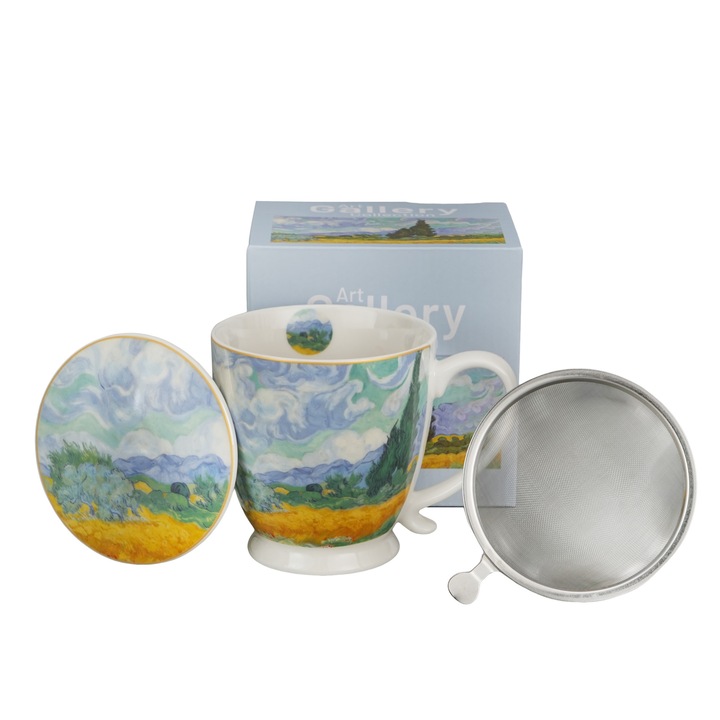 Cana cu picior Wheat Field, cu infuzor, inspirata de Van Gogh, 510 ml