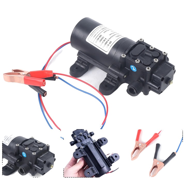 Водна помпа, самозасмукваща, максимален дебит 4л/мин, 12V, гъвкави размери