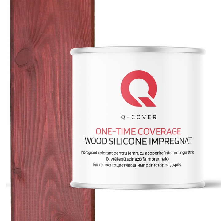Impregnant colorant pentru lemn, cu vopsire intr-un singur strat, Q-Cover, Cires japonez D050, pentru exterior, pe baza de apa, prietenos cu mediul, usor de aplicat, foarte eficient, rezistent la murdarie, culori durabile, rezistente la UV, 2.5L