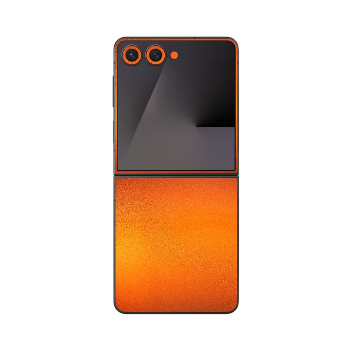 Folie iSkinz pentru Samsung Galaxy Z Flip7 - Tangerine Dream, 360 Cut, Skin Adeziv, Protectie Carcasa Spate si Laterale