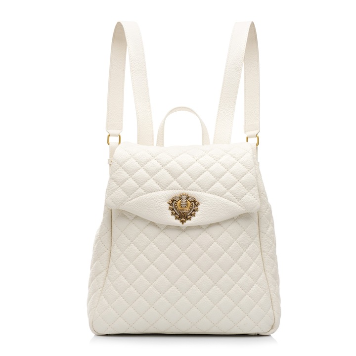 Rucsac dama, Musette, JAQUELINE GM, Piele naturala, Ivoire, 27 x 12 x 33 cm