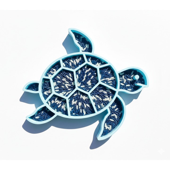 Tavita joaca senzoriala, albastru pastel, dimensiuni 17x15.2cm, material PLA, pentru activitati Montessori