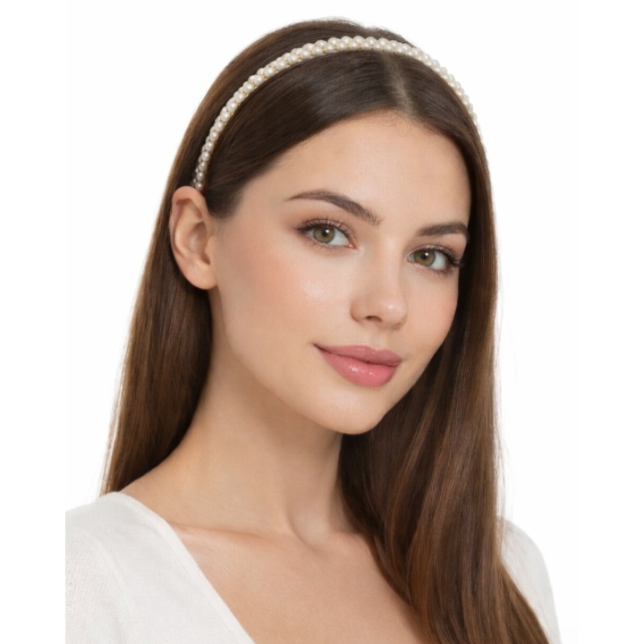 Cordeluta eleganta aurie cu perle, accesoriu de par pentru femei, potrivit pentru orice tip de par