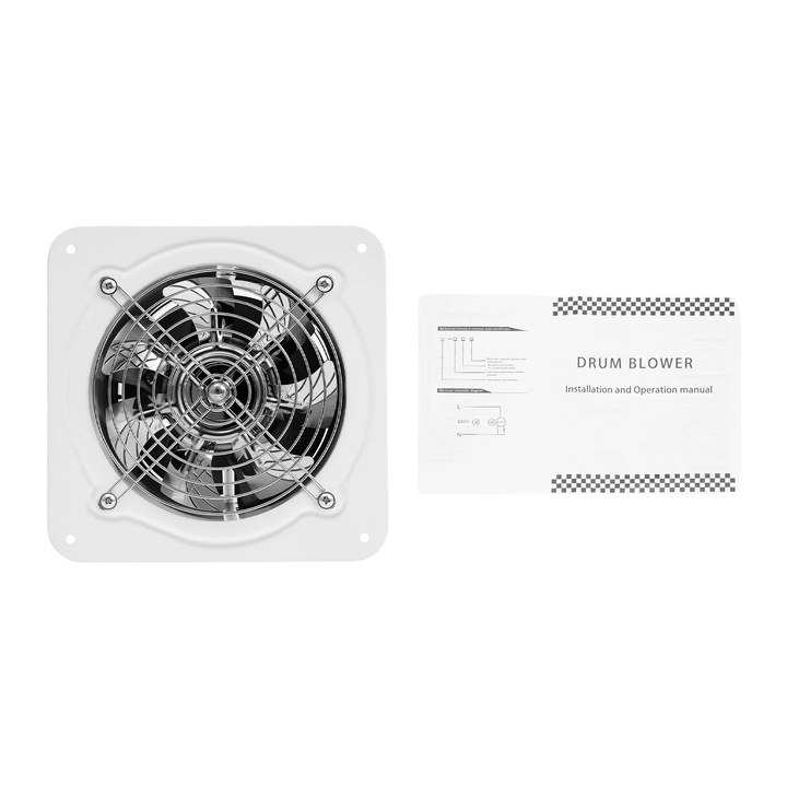 Ventilator Duct, Viteza Mare, Design Montat pe Perete, Alb, 40W, 220m/h