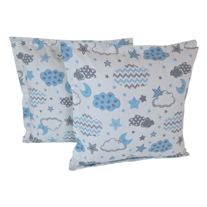 2 db párnahuzat, 40x60 cm, M503 Kék Kör Csillagokkal, 100% ranforce pamut, Albatex Home