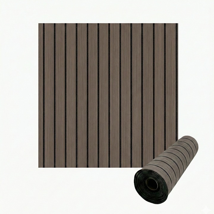 Rola tapet autoadeziv 3D premium tip riflaj NEXTLY, imitatie lemn, rezistent la apa, spuma moale si pvc, 3 mm grosime, adeziv puternic, 60x300cm, maro taupe