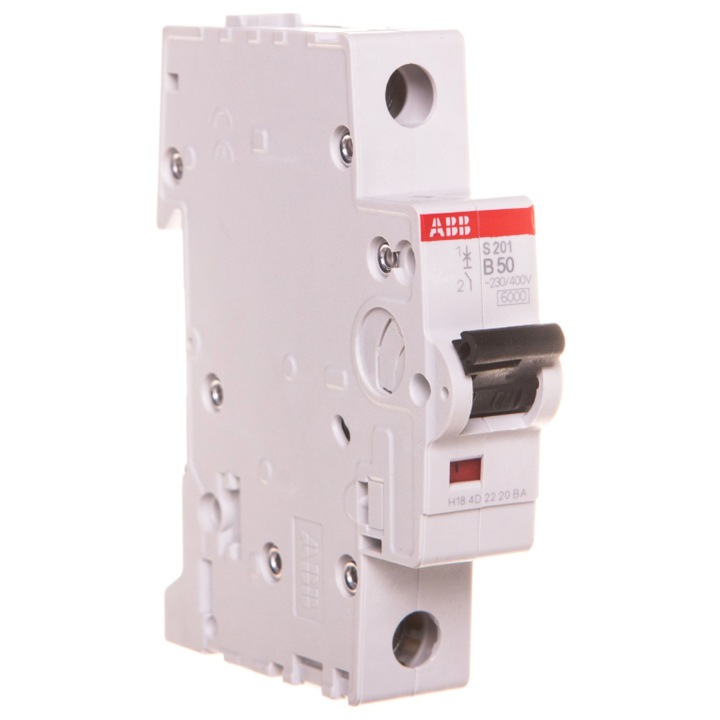 ABB S200 1P 50A 6kA 230V elektromos biztosíték 75x18x69mm