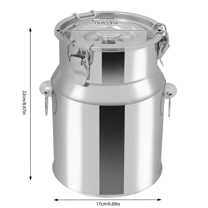 Butoi de depozitare, inox, design etans, 4 litri, argintiu, 22cm