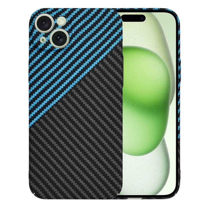 Husa pentru Apple iPhone 15 Plus, din Policarbonat, Stef's Cat, Culoare Albastru Deschis