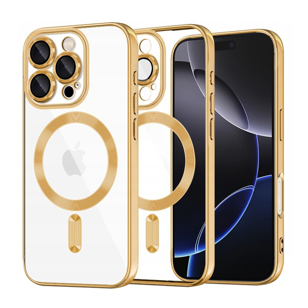 Husa Metallic MagSafe pentru Apple iPhone 16 Pro Max, Protectie completa, Design Trendy, Luxury Perfect Fit, Incarcare Magnetica, Auriu