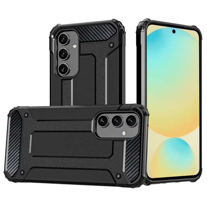 Husa protectie Rugged Armor pentru Samsung Galaxy S24 FE, Ultra Rezistenta, Constructie Solida, Antisoc, Negru