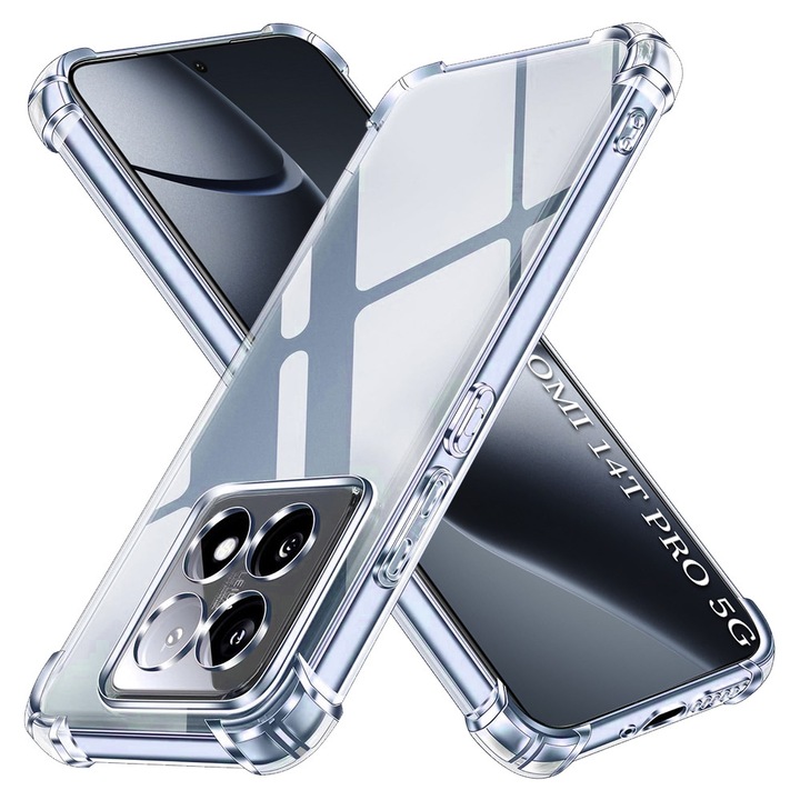 Carcasa transparentă DAMUR pentru Xiaomi 14T Pro, protecție antisoc, profil slim, 0.5cm