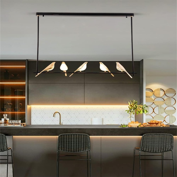 Candelabru Dining Bird 50W, Auriu+Negru, Figurine Orientabile 360 grade