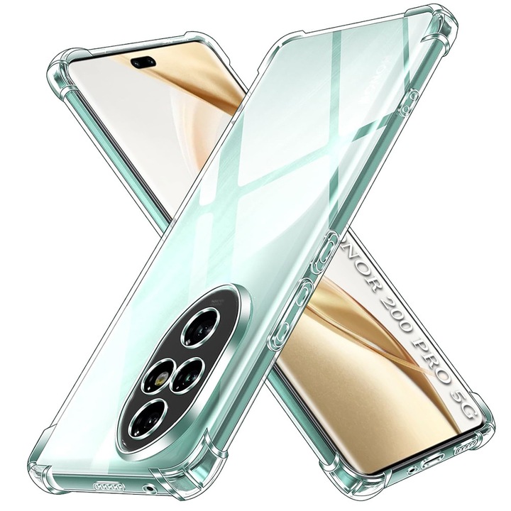 Husa Clear Anti-Soc pentru Honor 200 Pro, Protectie Colturi AirBag, Rezisntenta Socuri si Zgarieturi, Design Slim, Transparenta