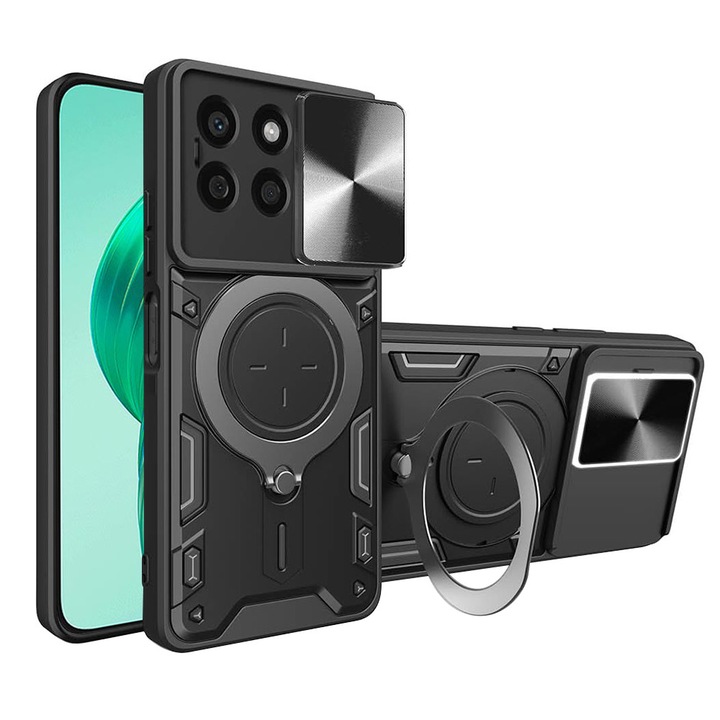 Husă telefon, Techsuit, CamGuard Pro, negru, din oțel inoxidabil și TPU