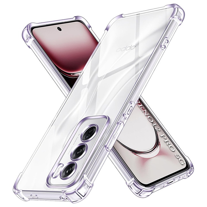 Husa Clear Anti-Soc pentru Oppo Reno12 Pro, Protectie Colturi AirBag, Rezisntenta Socuri si Zgarieturi, Design Slim, Transparenta