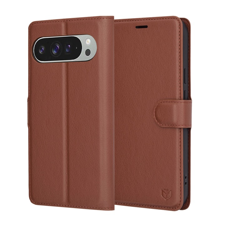 Husa pentru Google Pixel 9 Pro XL, din Piele Ecologica, Stef's Cat, Culoare Maro
