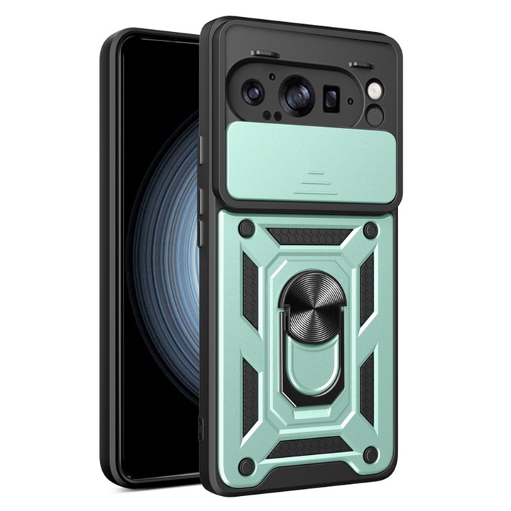 Husa pentru Google Pixel 9 Pro XL, din Policarbonat, Stef's Cat, Culoare Verde