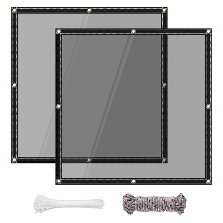 Cort de protectie, 2 buc, PVC, rezistent la apa, semi-transparent, 2x1m