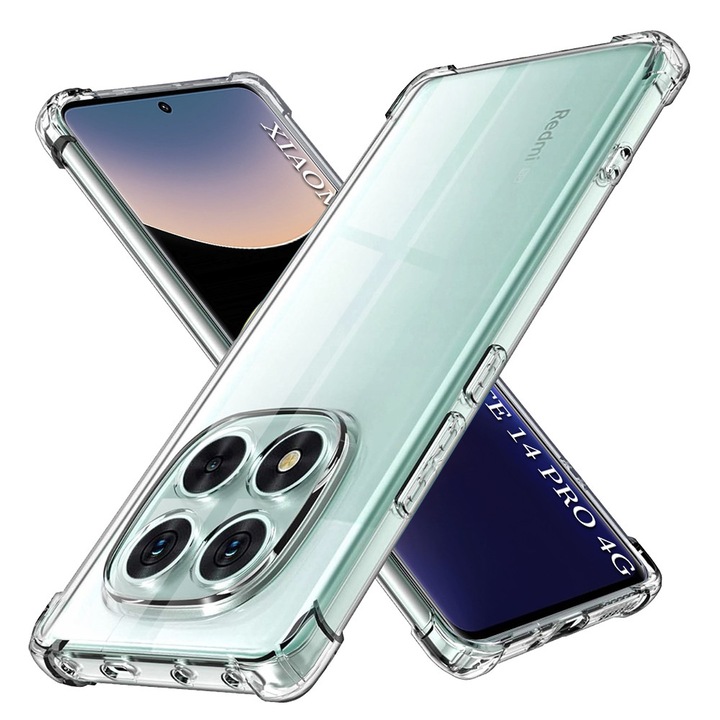 Защитен калъф, съвместим с Xiaomi Redmi Note 14 Pro 4G, Tim, Прозрачен