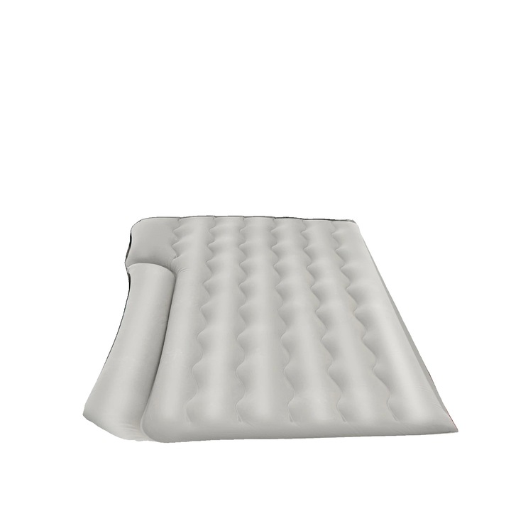 Къмпинг матрак, надуваем дизайн, максимален капацитет 250 кг, сив, 174x126 см, пълен комплект с помпа и опорни възглавници