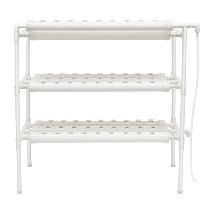 Kit de gradinarit hidroponic, 90 locuri pentru plante, 3 etaje, alb, 102x40x100cm