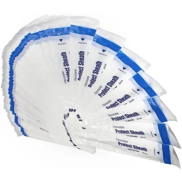 Huse pentru camere intraorale, polietilena, design anti-ceata, set de 50 bucati, de unica folosinta