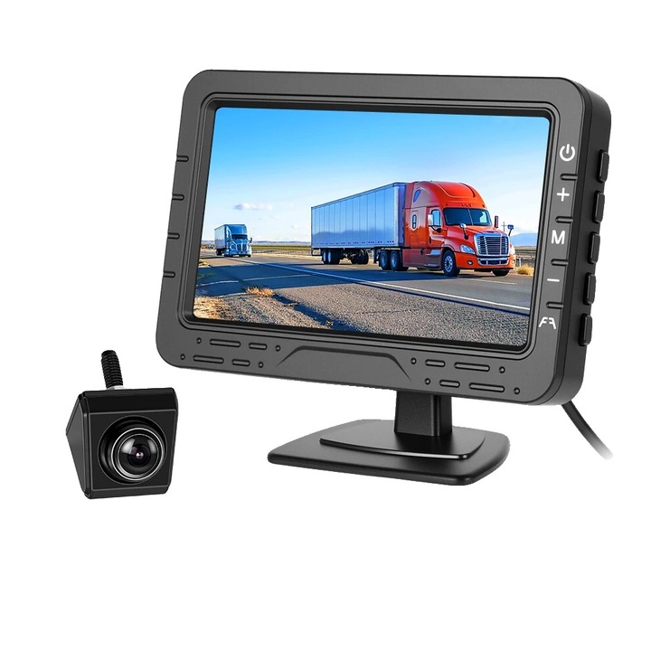 Monitor auto cu camera, vizibilitate imbunatatita, unghi larg, impermeabil, 11.5x2x7.7cm