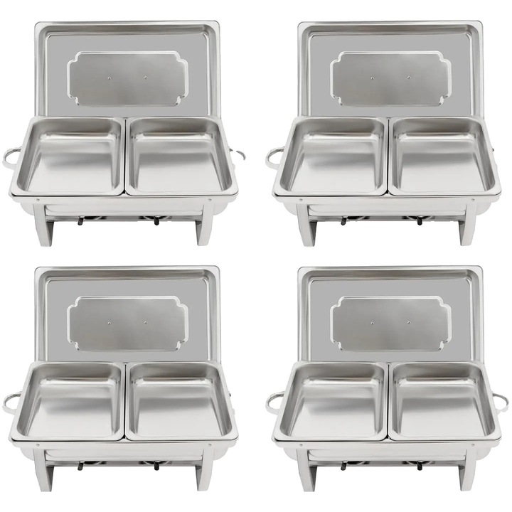 Комплект за бюфет, неръждаема стомана, идеален за събития, сребрист