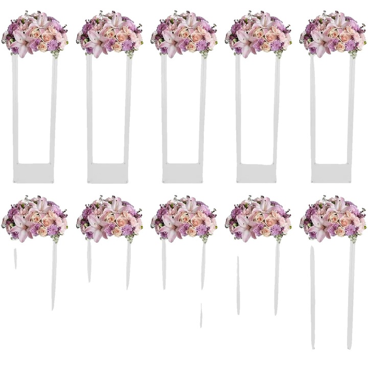 Suport pentru flori, constructie din acril, alb, 25x25cm, design removabil