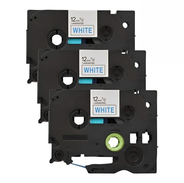 Pachet 3 bucati banda laminata etichete compatibila Brother TZe-233, 12 mm albastru pe alb