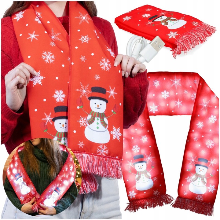 Sal de Craciun de Iarna pentru Femei, Barbati si Copii, cu LED Lumini USB