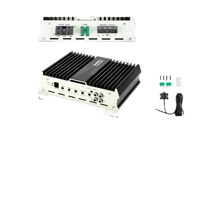 Amplificator auto, 800W, control bass ajustabil, dimensiuni compacte