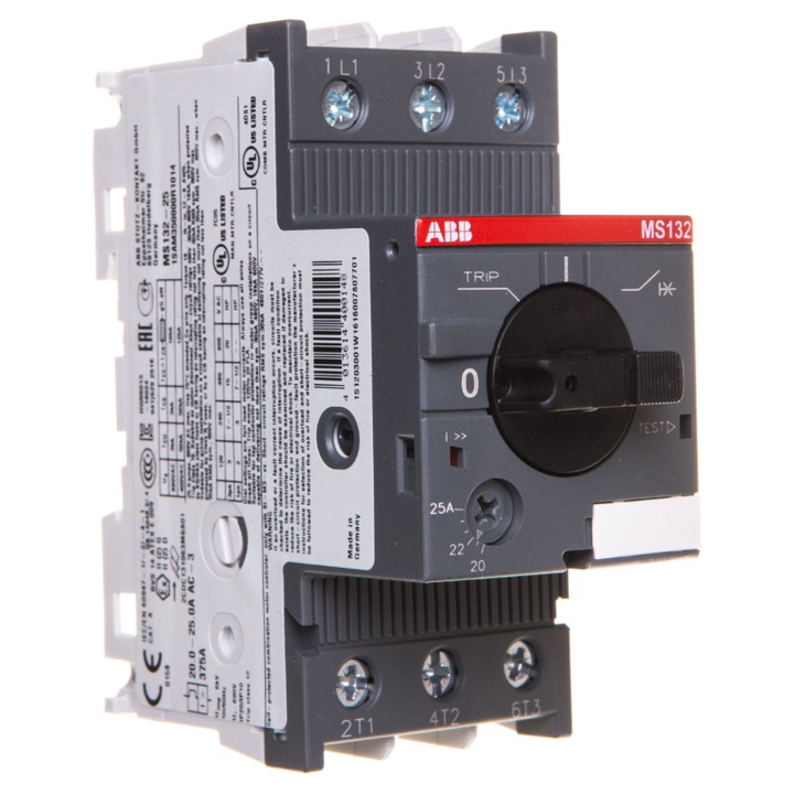 Motorvédő kapcsoló, ABB, 1SAM350000R1014, 3 pólusú, 20-25A, 690V, 95x100x50mm