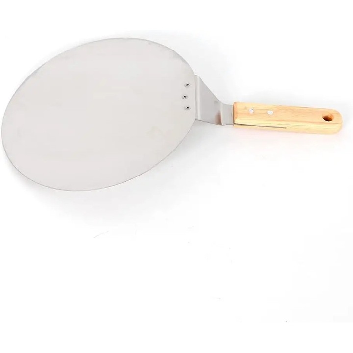 Lopata pentru pizza, Pizza Peel, Otel inoxidabil, Maner din lemn, Margine subtire pentru transfer usor, Pentru piatra de pizza si cuptor, Pentru paine si pizza