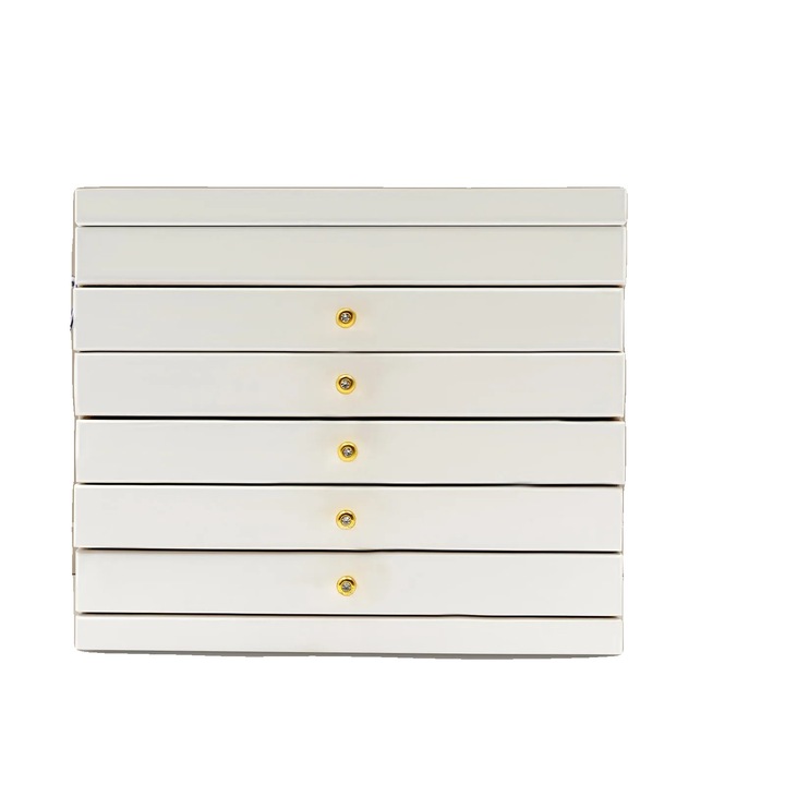 Ékszerdoboz, 30x19x25cm, több rekeszes, MDF és fa, elegáns design