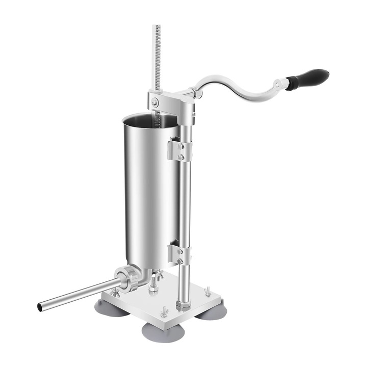 Umplutor carnati, aparat vertical manual, capacitate 2, 7 kg, manivela, inox & aliaj de aluminiu, masina de umplut carnati