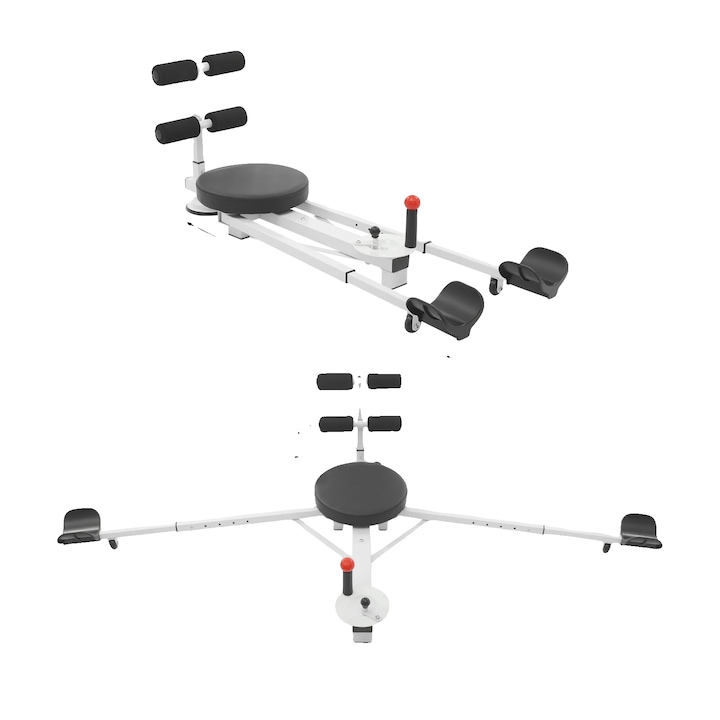 Aparat pentru intins picioare, Design pliabil, Alb/Negru, Dimensiuni 168.5x70x43.5cm, Capacitate maxima 150kg